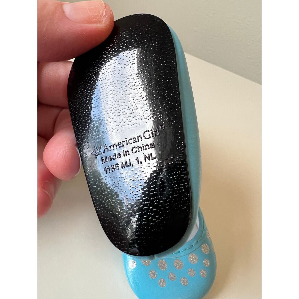 American Girl Doll Truly Me Shoes Blue Sparkly Silver Polka Dot - Picture 2 of 6